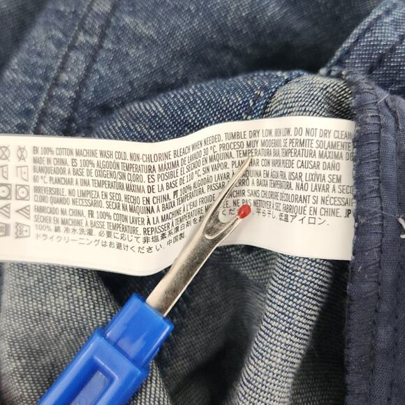 NEW Forever 21 Coverall Jumpsuit Womens M Blue Chambray Long Sleeve Tie Waist - Picture 10 of 15